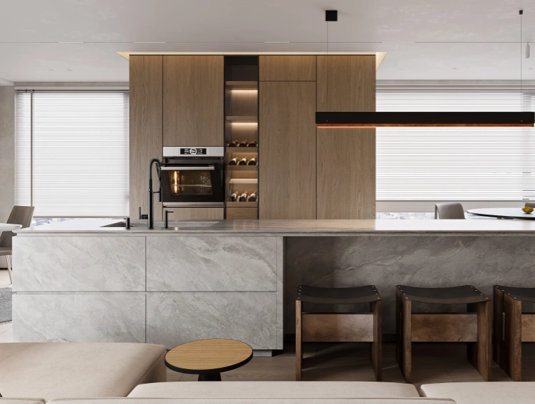 Modern Kitchen Cabinetry with integrated appliances and premium materials