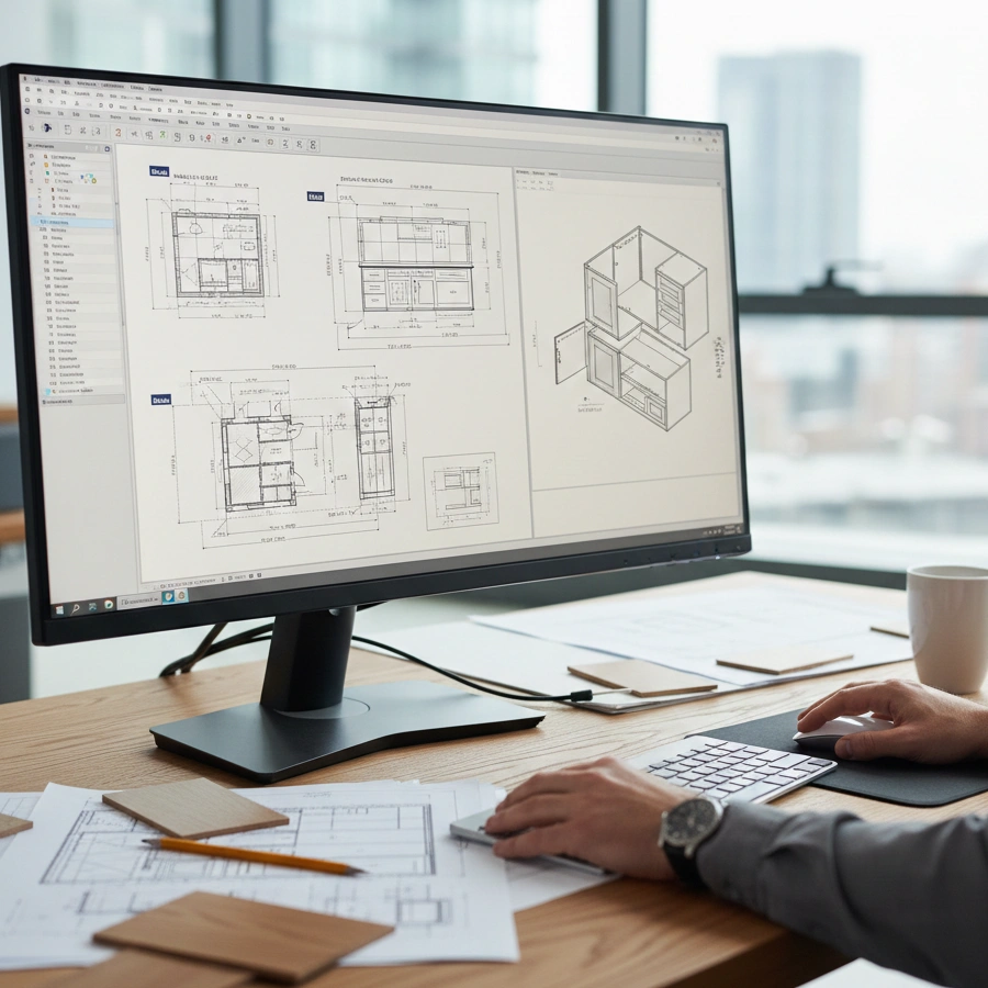 Precise AutoCAD shop drawings and 3D cabinetry engineering for architectural millwork approval